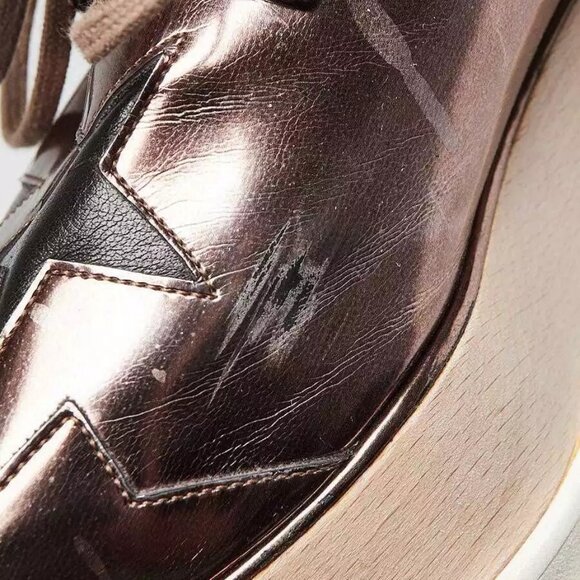 Stella McCartney Bronze Metallic Faux Leather Platform Star Elyse Oxfords - Picture 3 of 7